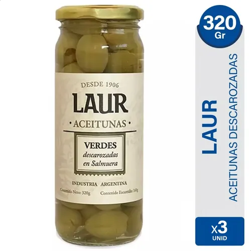 PACK X3 ACEITUNAS LAUR SIN CAROZO 320G