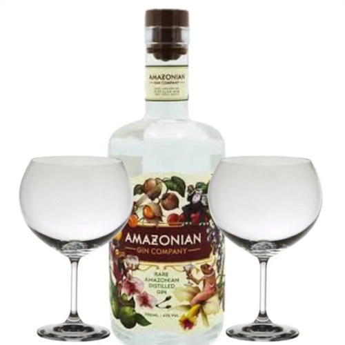 COMBO GIN AMAZONIAN 700ML + 2 COPONES DE VIDRIO