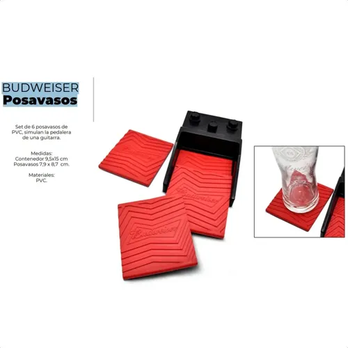 POSAVASOS BUDWEISER MUSICA PEDALERA 6 UNID
