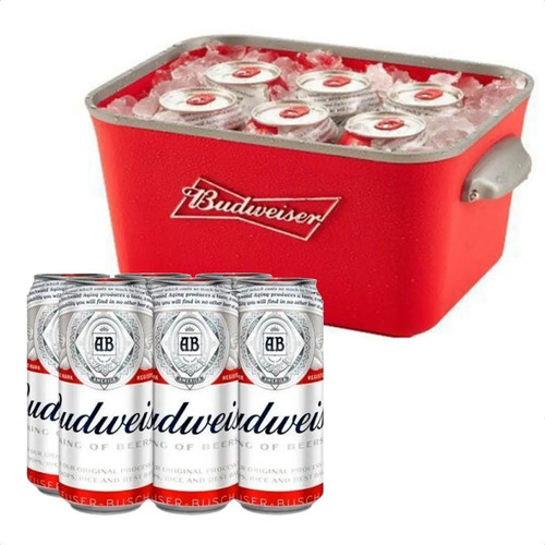 COMBO X6 CERVEZA BUDWEISER LATA 410ML + FRAPERA ALUMINIO