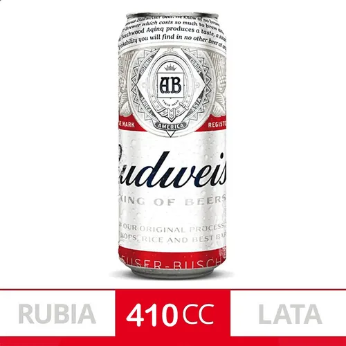 COMBO X6 CERVEZA BUDWEISER LATA 410ML + FRAPERA ALUMINIO