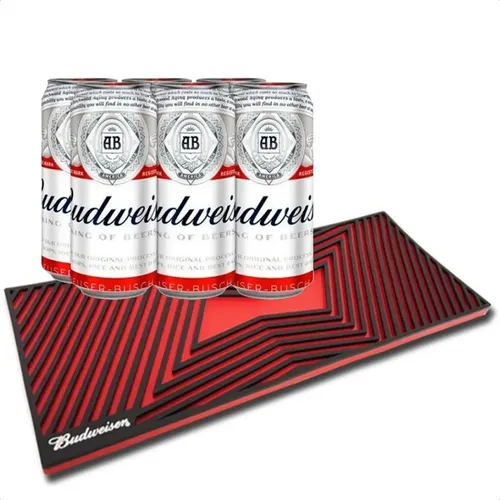 COMBO X6 CERVEZA BUDWEISER LATA 473ML + BEERMAT ESTERILLA