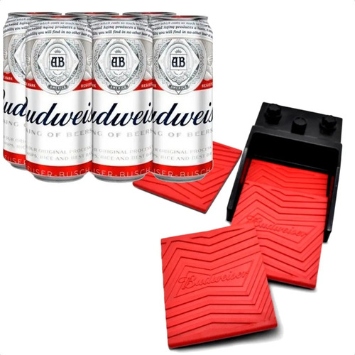 COMBO X6 CERVEZA BUDWEISER LATA 475ML + POSAVASOS X6