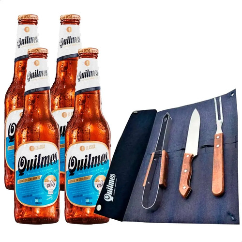 COMBO SET PARRILLERO QUILMES + 4 PORRONES QUILMES 340ML