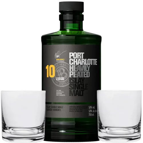 WHISKY BRUICHLADDICH PORT CHARLOTTE 10 AÑOS + 2 VASO WHISKY