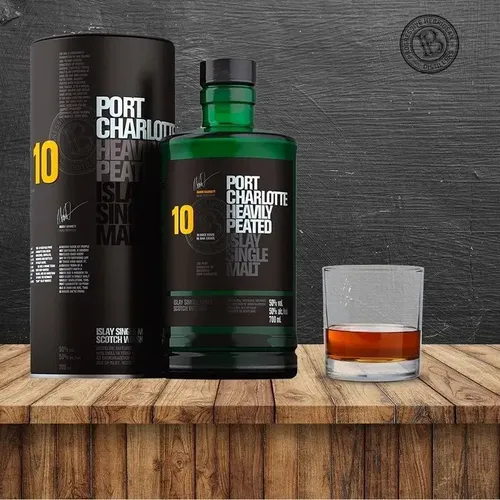 WHISKY BRUICHLADDICH PORT CHARLOTTE 10 AÑOS + 2 VASO WHISKY