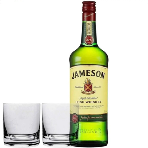 COMBO WHISKY JAMESON IRLANDES 1 LITRO + 2 VASOS DE WHISKY