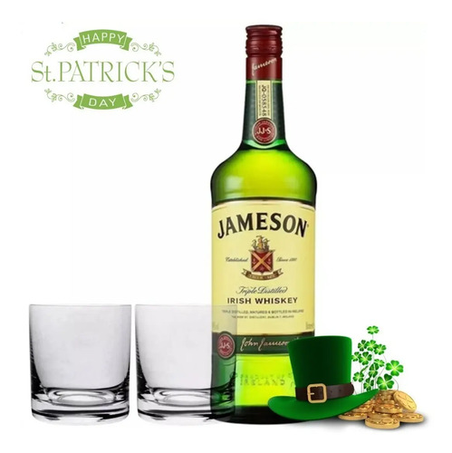 COMBO WHISKY JAMESON IRLANDES 1 LITRO + 2 VASOS DE WHISKY