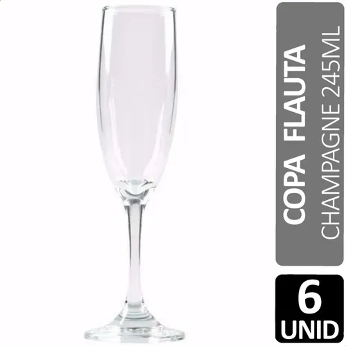 PACK X6 COPA FLAUTA CHAMPAGNE 245ML