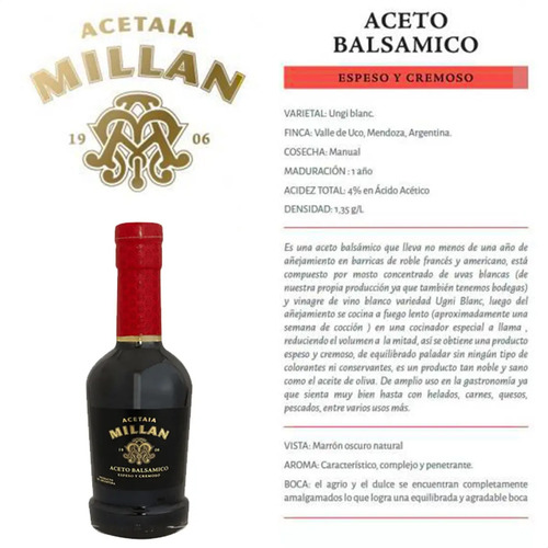 PACK X6 ACETO BALSAMICO LAUR MILLAN 250ML