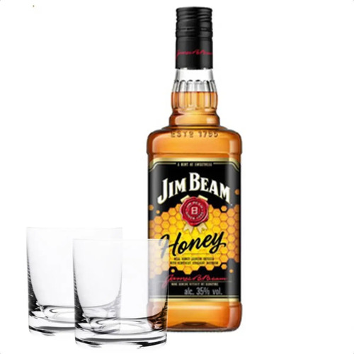 COMBO WHISKY JIM BEAM HONEY 750ML + 2 VASOS CLASICOS