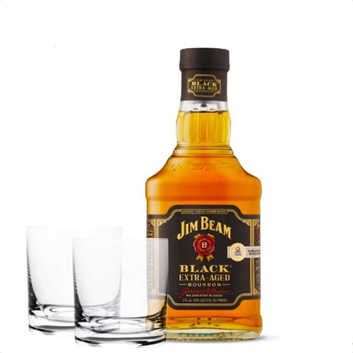 COMBO WHISKY JIM BEAM BLACK 375ML + 2 VASOS CLASICOS