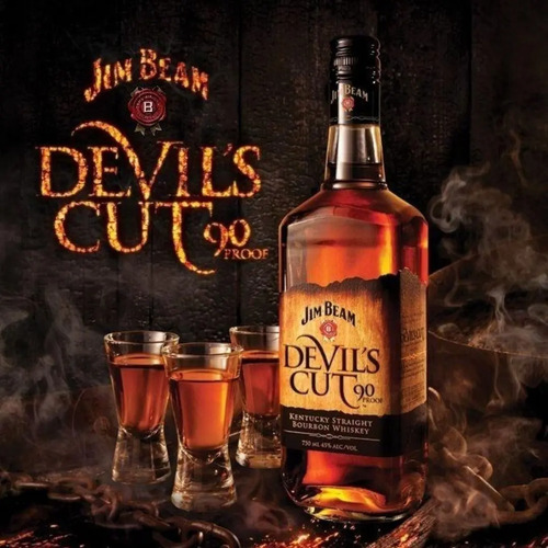COMBO JIM BEAM DEVILS CUT WHISKY 750 ML + 2 VASOS CLASICOS