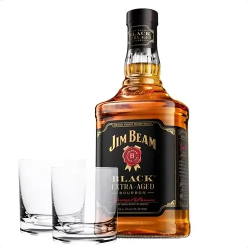 COMBO JIM BEAM BLACK 750ML + 2 VASOS CLASICOS
