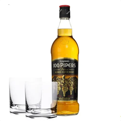 COMBO WHISKY 100 PIPERS 750ML + 2 VASOS CLASICOS