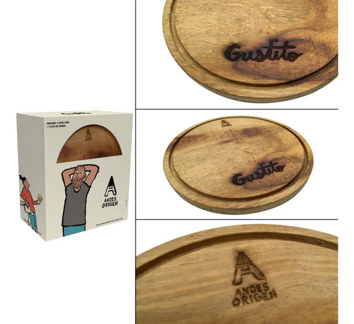 GIFT PACK  PLATO MADERA ANDES ORIGEN + LATAS CERVEZA