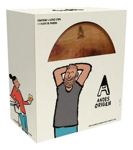 GIFT PACK  PLATO MADERA ANDES ORIGEN + LATAS CERVEZA