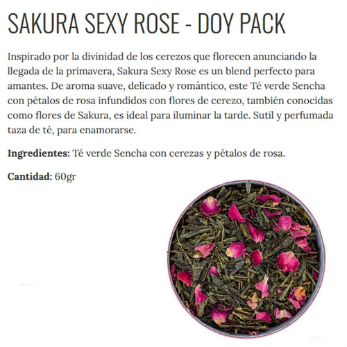 PACK X6 TE INTI ZEN EN HEBRAS SAKURA SEXY ROSE DOYPACK 60G