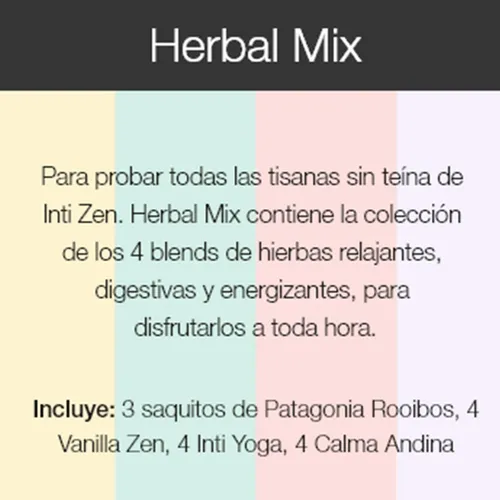 PACK X3 TE INTI ZEN HERBAL MIX TISANAS BLEND 15 SAQUITOS X2G