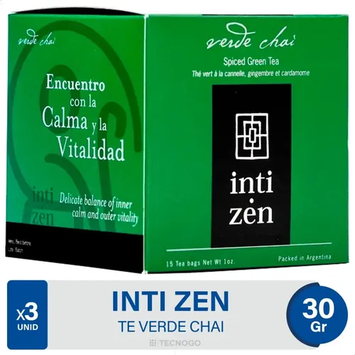 PACK X3 TE INTI ZEN VERDE CHAI SAQUITOS 15 SAQUITOS X2G