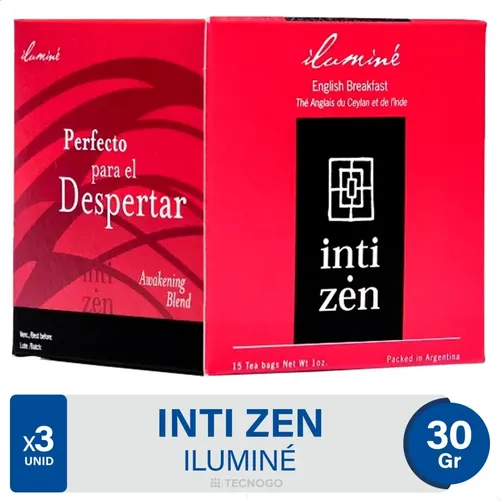 PACK X3 TE INTI ZENS ILUMINE ENGLISH BREAKFAST SAQUITO 15X2G