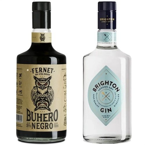 COMBO X2 FERNET BUHERO NEGRO + GIN BRIGHTON 700ML