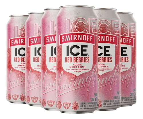 PACK X6 VODKA SMIRNOFF RED BERRIES LATA 473ML