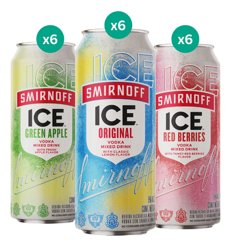COMBO X18 SMIRNOFF LATA 473ML 3 SABORES