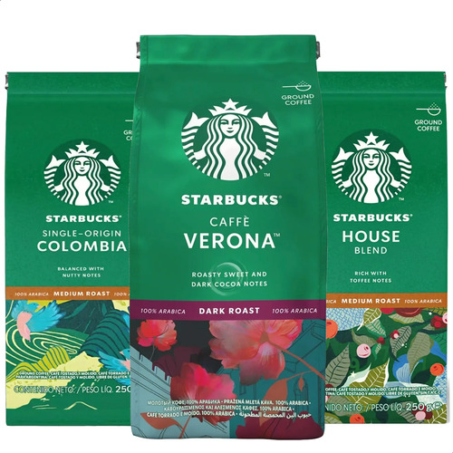 COMBO X3 CAFE STARBUCKS MOLIDO VERONA COLOMBIA HOUSE B. 250G
