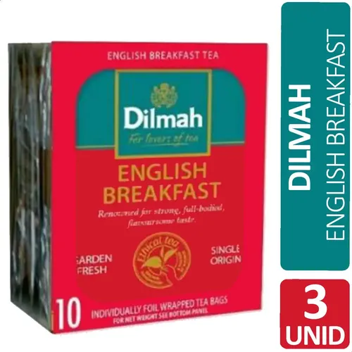 PACK X3 TE DILMAH ENGLISH BREAKFAST 10 SAQUITOS 20G