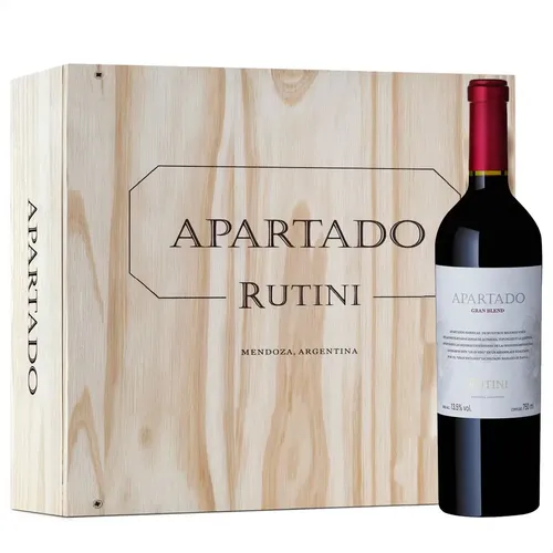 VINO RUTINI APARTADO GRAN BLEND CAJA MADERA X6 UNID 750ML