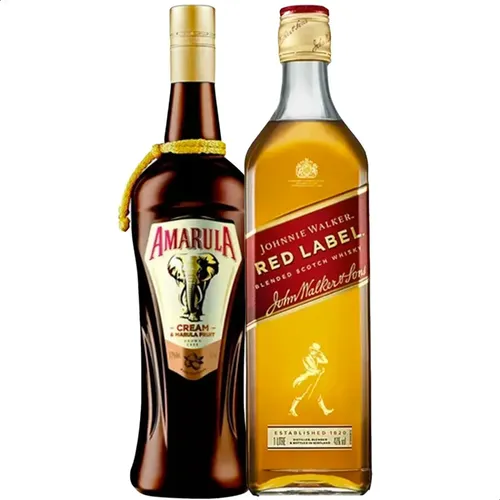 COMBO X2 LICOR AMARULA + WHISKY JOHNNIE W. RED LABEL1L.