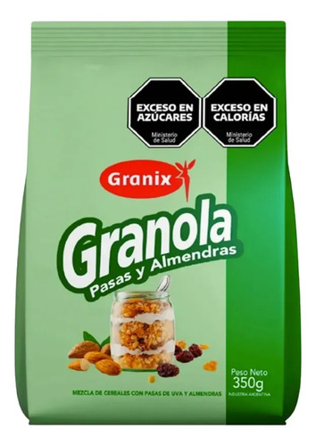 PACK X6 GRANOLA GRANIX CROCANTE ALMENDRAS Y PASAS 350G
