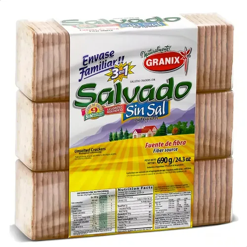 PACK X6 GALLETITAS GRANIX SALVADO SIN SAL 3EN1 690G