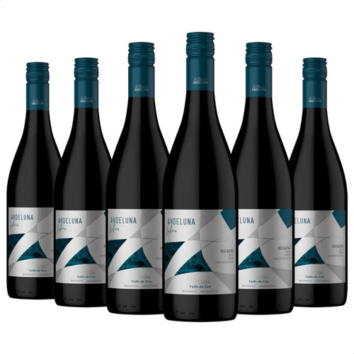 PACK X6 VINO ANDELUNA LADERA RED BLEND 750ML