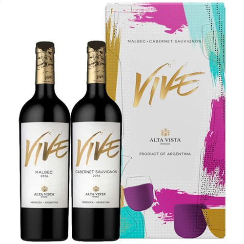 VINO ALTA VISTA  VIVE MALBEC + VIVE CABERNET SAUVIGNON CON ESTUCHE