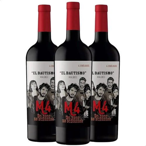 PACK X3 VINO EL BAUTISMO MALBEC 750ML