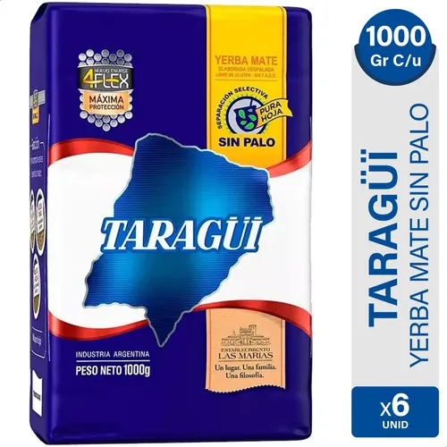 PACK X6 YERBA MATE TARAGUI SIN PALO 1KG
