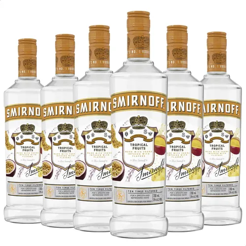 PACK X6 VODKA SMIRNOFF TROPICAL FRUITS 700ML