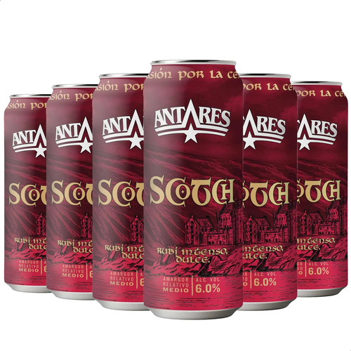 PACK X6 CERVEZA ANTARES SCOTCH LATA 473ML