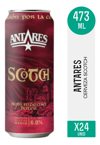 PACK X24 CERVEZA ANTARES SCOTCH LATA 473ML