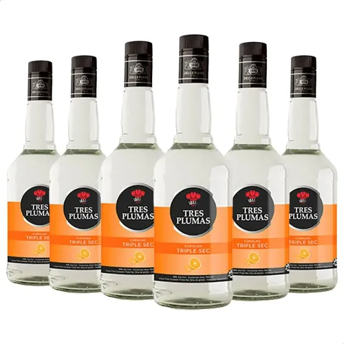 PACK X6 LICOR TRES PLUMAS TRIPLE SEC 700ML