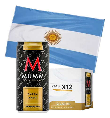 PROMO MUNDIAL! MUMM LATA EXTRA BRUT + BANDERA ARGENTINA