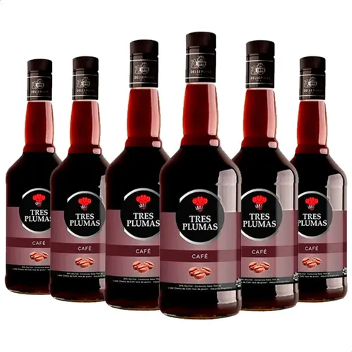 PACK X6 LICOR TRES PLUMAS CAFE 700ML