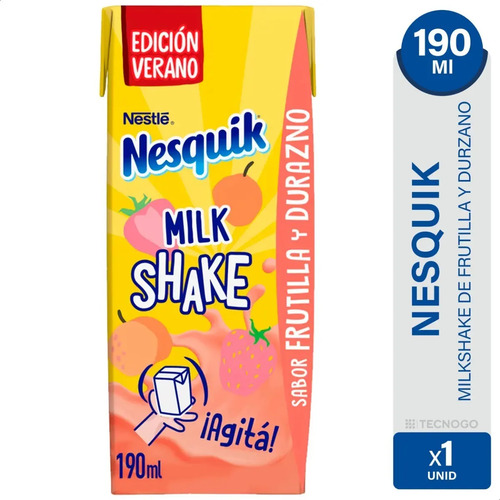 MILKSHAKE NESQUIK FRUTILLA Y DURAZNO 190ML