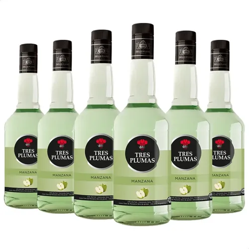 PACK X6 LICOR TRES PLUMAS MANZANA 700ML