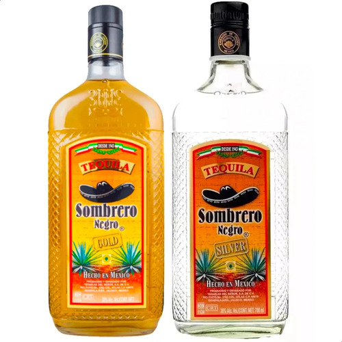 COMBO X2 TEQUILA SOMBRERO NEGRO GOLD 700ML + SILVER 700ML