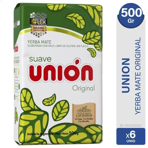 PACK X6 YERBA UNION SUAVE 500G