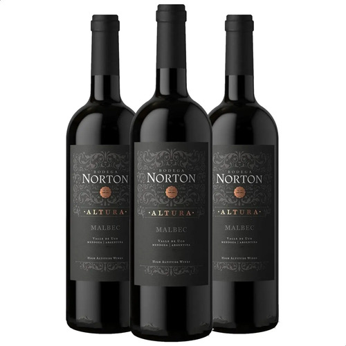 PACK X3 VINO NORTON ALTURAS MALBEC 750ML