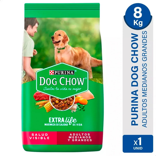 ALIMENTO DOG CHOW ADULTOS GRANDES MEDIANOS SALUD VISIBLE 8KG